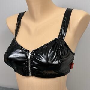 Vintage Tripp Danng Goodman Bra Size XS Pleather Faux Leather Black Tripp NYC
